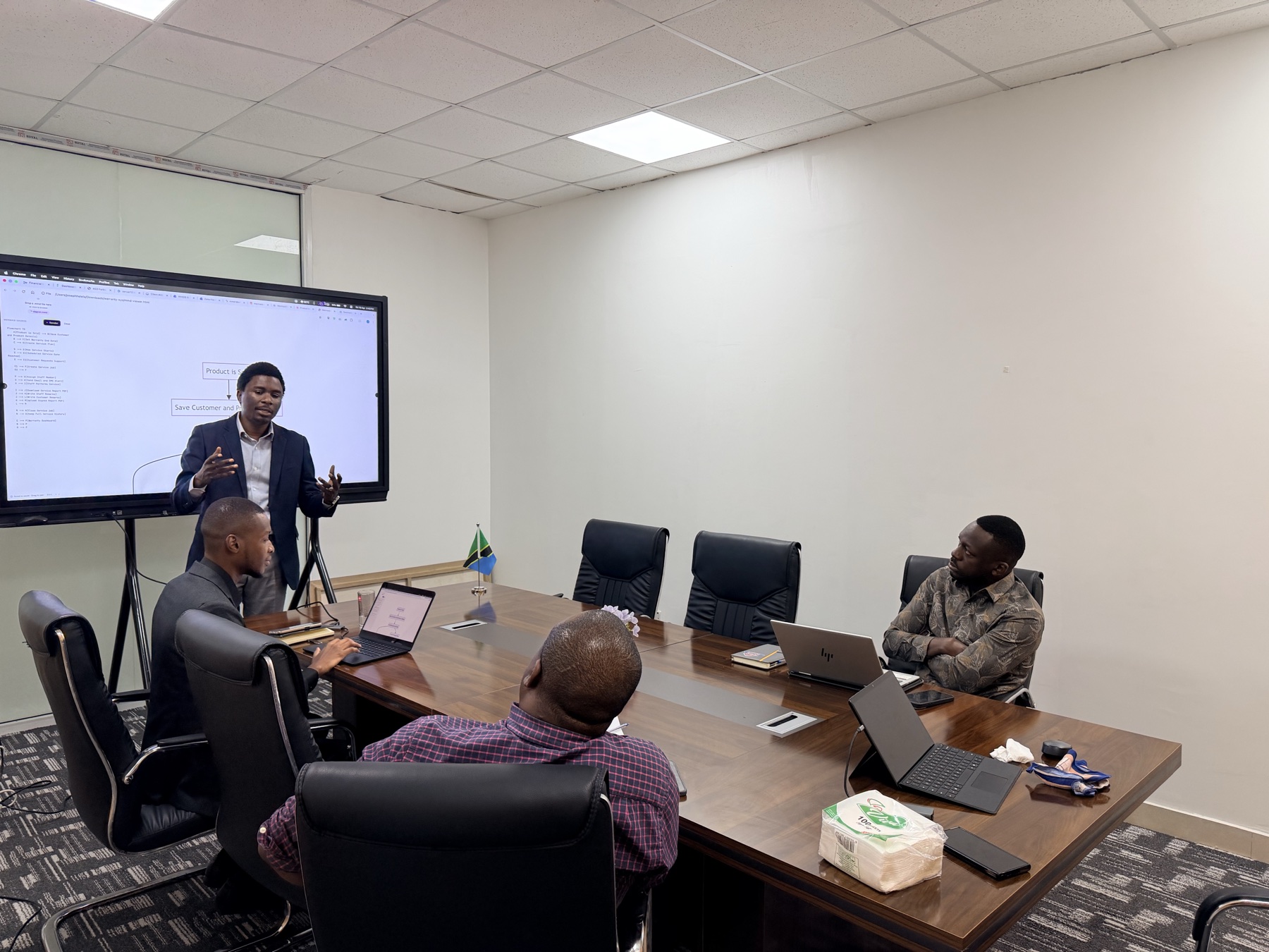 BISMIN consultant leading a presentation in the boardroom
